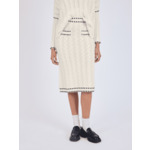 Jupe cachemire mi-longue torsadé Alia ECRU / NOIR