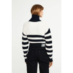 Pull bicolore rayé col montant zippé