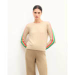 Pull Col Rond Bandes Multicolores aux Manches