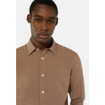 Chemise Marron En Tencel Lin Coupe Droite