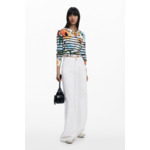 Pull à rayures et fleurs