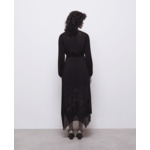 Robe Longue Plissee Manches Lonues Top Rape Uni Incrustation Femme