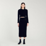 Cardigan court en maille velours