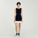 Robe courte en maille à col perlé