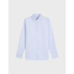 Chemise irina col italien en façonné uni bleu clair