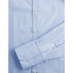 Chemise col figaret avec poignets mousquetaires en twill de coton rayé bleu