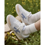 Baskets basses blanches, beiges & bleues