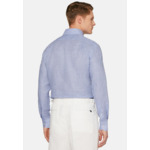Chemise Bleu Clair Pied-De-Poule En Coton Coupe Droite