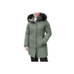 Veste longue avec capuche et bordures en fourrure