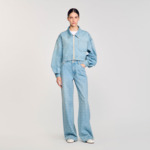 Blouson en jean strassé et perlé