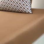 BOSS Home - Drap housse en satin de coton marron, B Monogram