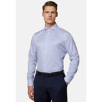 Chemise Bleu Roi À Rayures En Sergé De Coton Coupe Droite