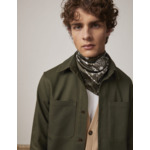 Bandana à motifs en twill de soie kaki