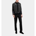 Blouson Biker En Cuir Noir Homme