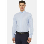 Chemise À Rayures Bleu Clair En Sergé De Coton Regular