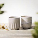 Perlemor Sand - Ensemble de tasses sans anse, beige, en porcelaine haut de gamme