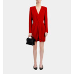 Robe Courte Rouge À Pois Jacquard Femme