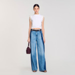 T-shirt court à détails dentelle