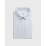 Chemise gaspard col américain en oxford rayé bleu