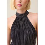 Top sans manches plissé argenté