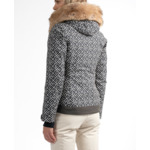 Veste de ski imprimée à col châle fourrure femme