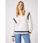 Pull en laine Dakota ECRU/NOIR