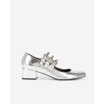 Babies À Talons En Cuir Argenté