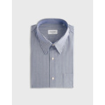 Chemise aurélien col prodigieux boutonné avec poche poitrine en oxford rayé marine