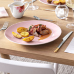 Rose Garden - Assiette plate à rebords, ronde, rose pâle
