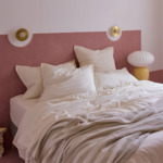 Desforges - Drap plat en percale de coton bleu, Alcove