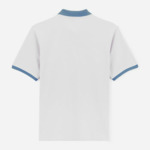 Polo piqué manches courtes en coton blanc lys col bleu