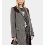 Manteau Long Pied De Poule Noir Et Blanc Femme