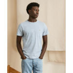 T-shirt col rond écru & bleu clair