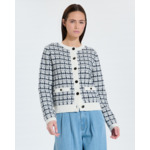 Gilet façon tweed bicolore nocturne écru