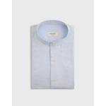 Chemise herwin col officier en oxford gratté rayé bleu