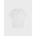 Tshirt charly manches courtes avec col droit ouvert en coton épais uni blanc