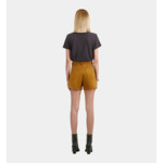Short En Cuir Camel Avec Franges Femme