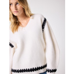 Pull en laine Dakota ECRU_NOIR