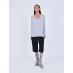 Pull poncho cachemire col V Faustine ACIER
