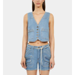 Gilet Bleu En Denim Femme