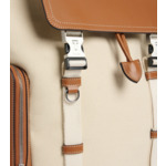Sac à dos à rabat Maurice en toile coton et cuir lisse semi-végétal