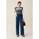 Pull sans manches rayures à motifs