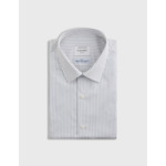 Chemise col figaret en popeline rayée bleu