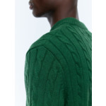 Pull à torsades en laine et coton