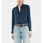 Chemise En Soie Bleu Marine Femme