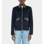 Blouson En Laine Double Face Bleu Marine Homme