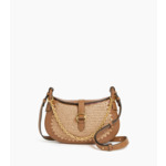 Petit sac bandoulière Pia effet raphia et cuir lisse