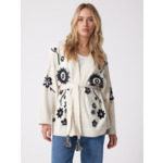 Cardigan cachemire Pima ECRU_NOIR
