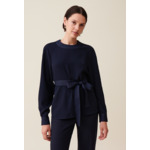 Blouse fluide ceinturée marine