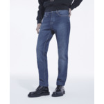 Pantalon 5 Poches Slim En Denim Bleu Delave Homme